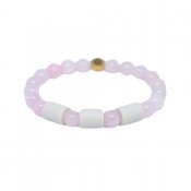 Kibushi Armband Rosenkvarts med 3 Naturpärlor S/M