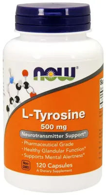 Now Foods L-Tyrosin 500 mg 120 kapslar