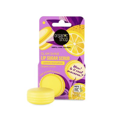 Organic Shop Lemon Macaron Lip Sugar Scrub 10ml