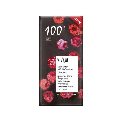 Vivani Mörk Choklad Superiour 100% Hallon 80g