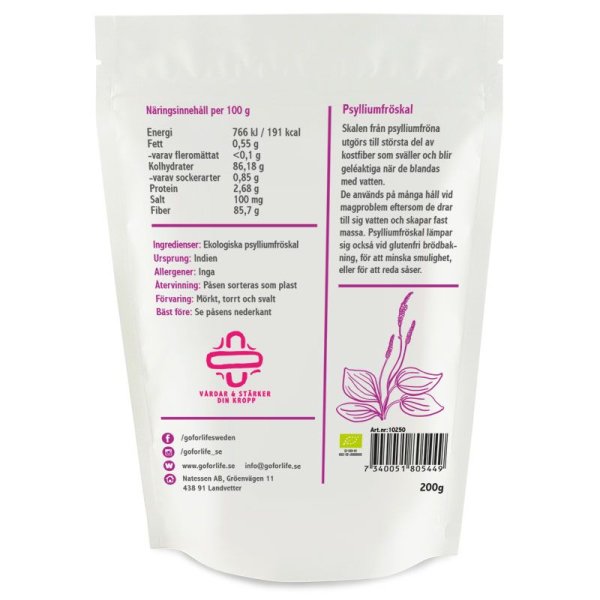 Go For Life Psylliumfröskal Eko 200g