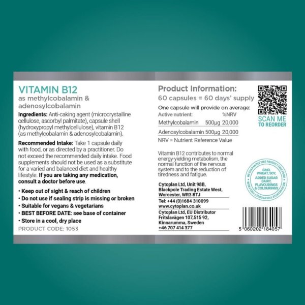 Cytoplan Vitamin B12 60 tabletter (methylcobalamin + adenosylcobalamin)