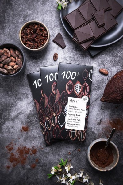 Vivani Mörk Choklad 100% Kakaonibs Eko 80g