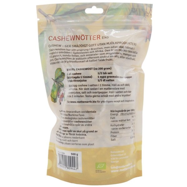 Mother Earth Cashewnötter Hela Eko 500g