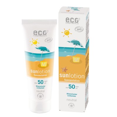 Eco Cosmetics Sollotion Neutral SPF 50 Sheasmör & Nattljus 125ml eko