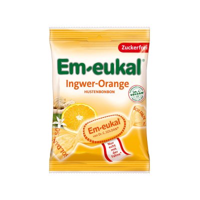 Em-eukal Ingefära-Apelsin Halstabletter 75g sockerfri