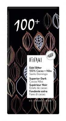 Vivani Mörk Choklad 100% Kakaonibs Eko 80g