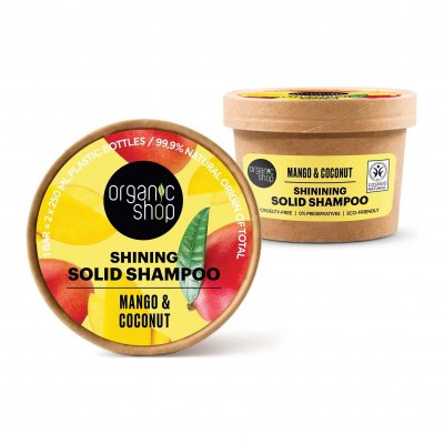Organic Shop Shining solid Shampoo Mango & Coconut 60g