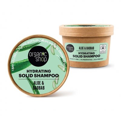 Organic Shop Hydrating solid Shampoo Aloe & Baobab 60g