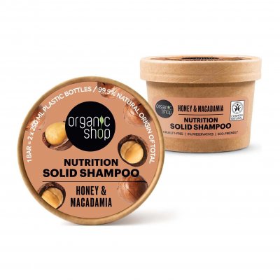 Organic Shop Nutrition solid Shampoo Honey & Macadamia 60g