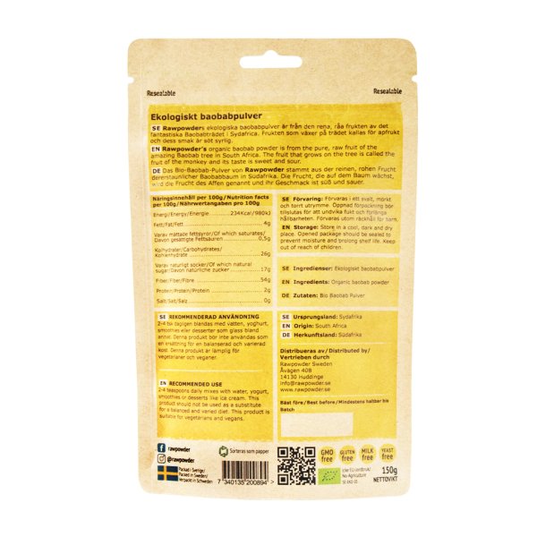 Rawpowder Baobabpulver 150g EKO