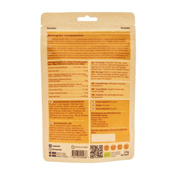 Rawpowder Mangopulver EKO 125 g
