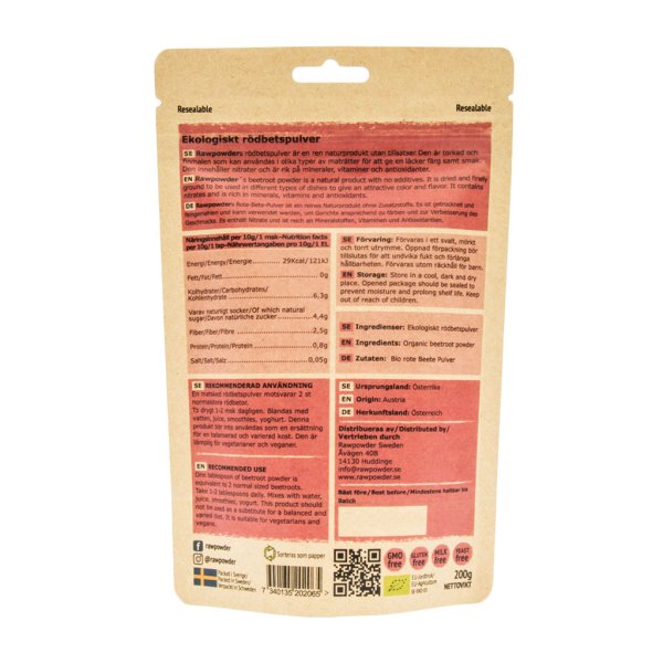 Rawpowder Rödbetspulver EKO 200 g
