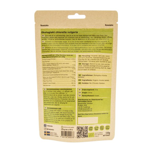 Rawpowder Chlorella EKO 300 tabletter