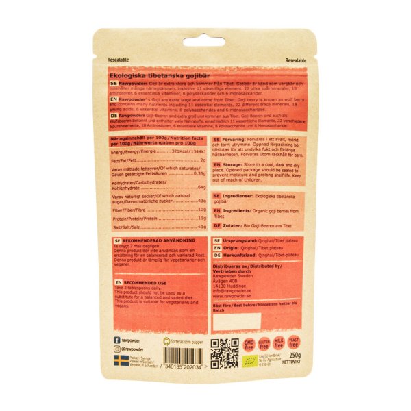 Rawpowder Gojibär Eko 250 g