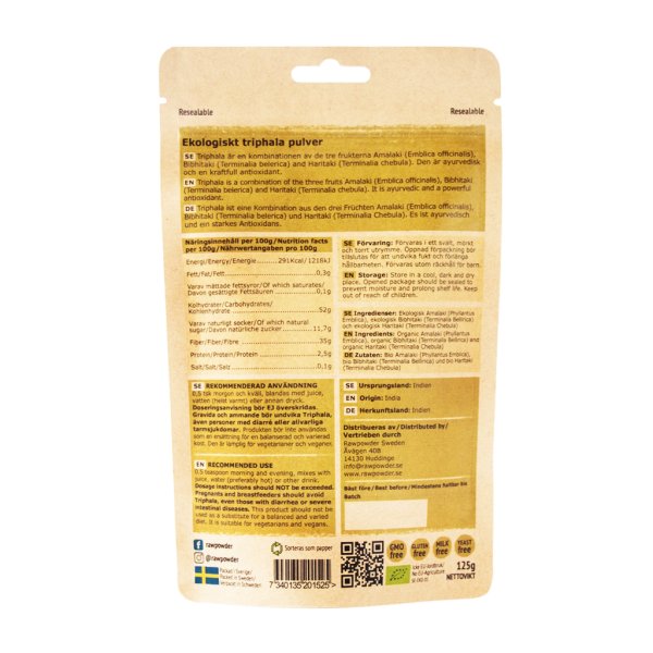 Rawpowder Triphala pulver 125g EKO