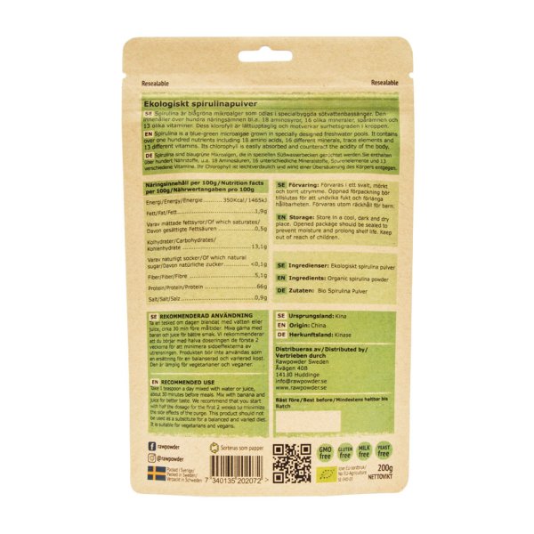 Rawpowder Spirulinapulver EKO 200 g