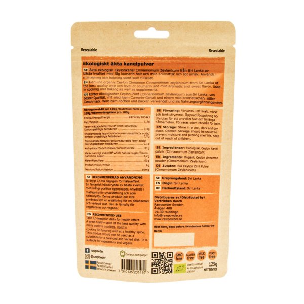 Rawpowder Kanel Ceylon mald EKO 125g