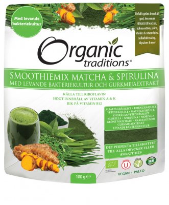 Organic Traditions Smoothiemix Matcha & Spirulina Eko 100g
