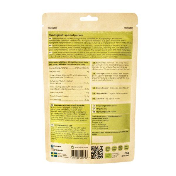 Rawpowder Spenatpulver EKO 200 g