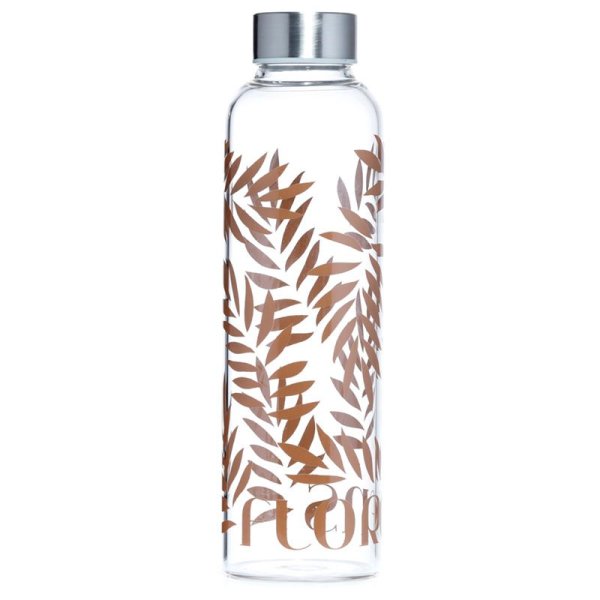Florens Jasminum Återanvändbar Vattenflaska i Glas med Neopren Skyddsgrepp och Band