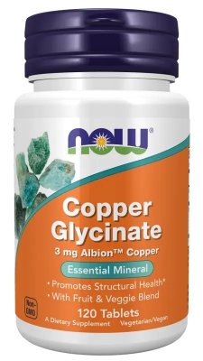 Now Foods Copper Glycinate 120 Tablets