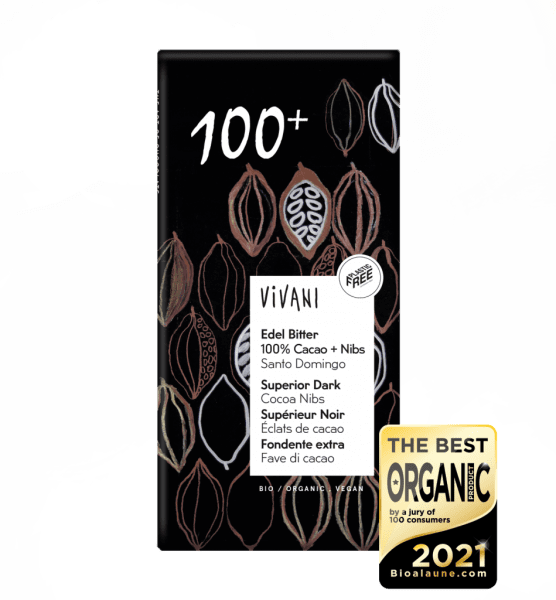 Vivani Mörk Choklad 100% Kakaonibs Eko 80g