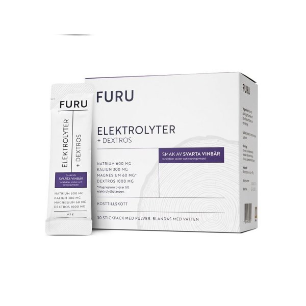 FURU Elektrolyter + Dextros Svarta Vinbär 30 stickpacks