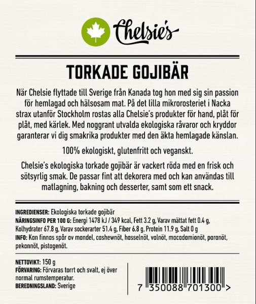 Chelsies Torkade Gojibär 150g EKO