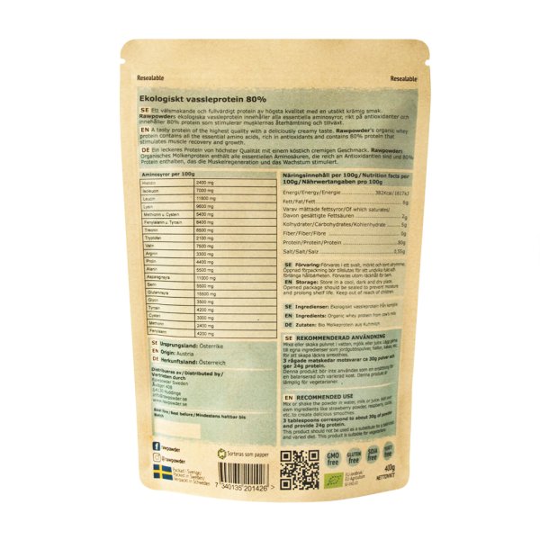 Rawpowder Vassleprotein Eko 400 g