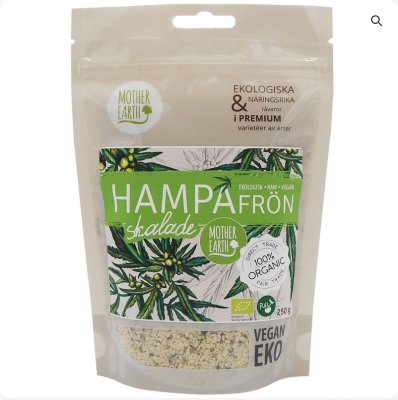 Mother Earth Hampafrön skalade raw & eko 250g