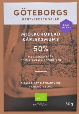 Göteborgs Hantverkschoklad Mjölkchoklad Kärleksmums 50% EKO 50 g