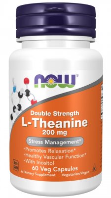 Now Foods L-Theanine Double Strength 200 mg 60 Veg Capsules