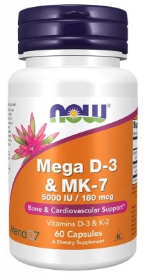 NOW Foods Mega D-3 & MK-7 60 vegcaps