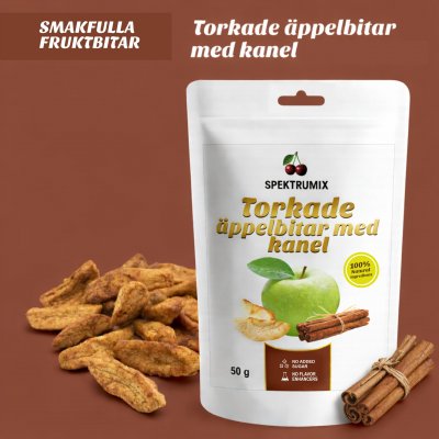 Spektrumix Torkade äppelbitar med kanel och honung 50g