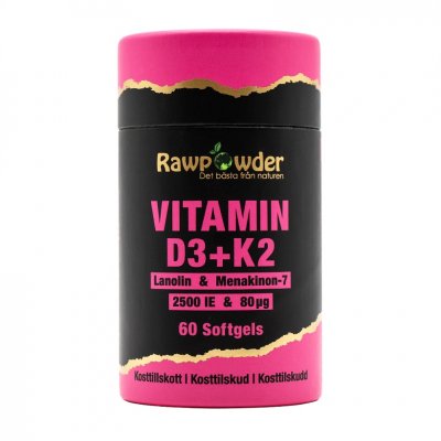 Rawpowder Vitamin D3 2500 IE + K2 80?g 60 Softgels