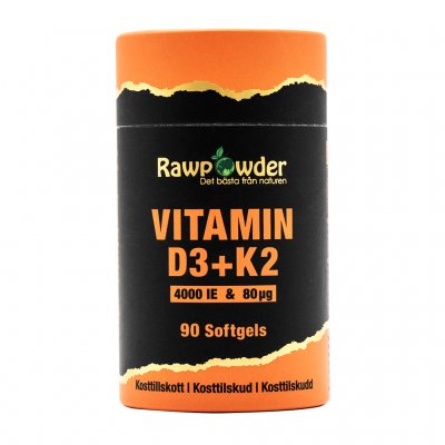 Rawpowder Vitamin D3 4000 IE + K2 80?g 90 Softgels