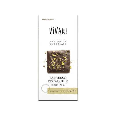 Vivani Mörk Choklad Espresso Pistage 75% 80g
